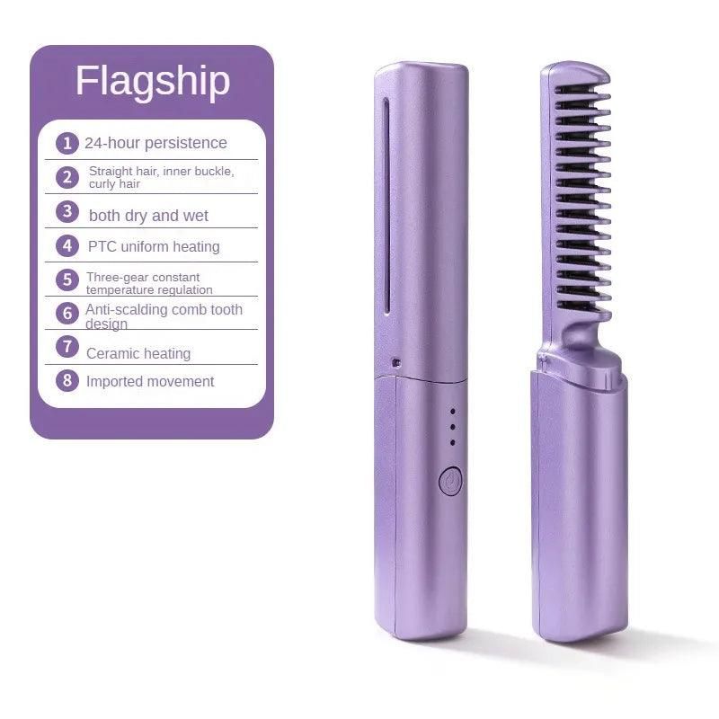 Rechargeable Wireless Hair Straightener Comb Brush