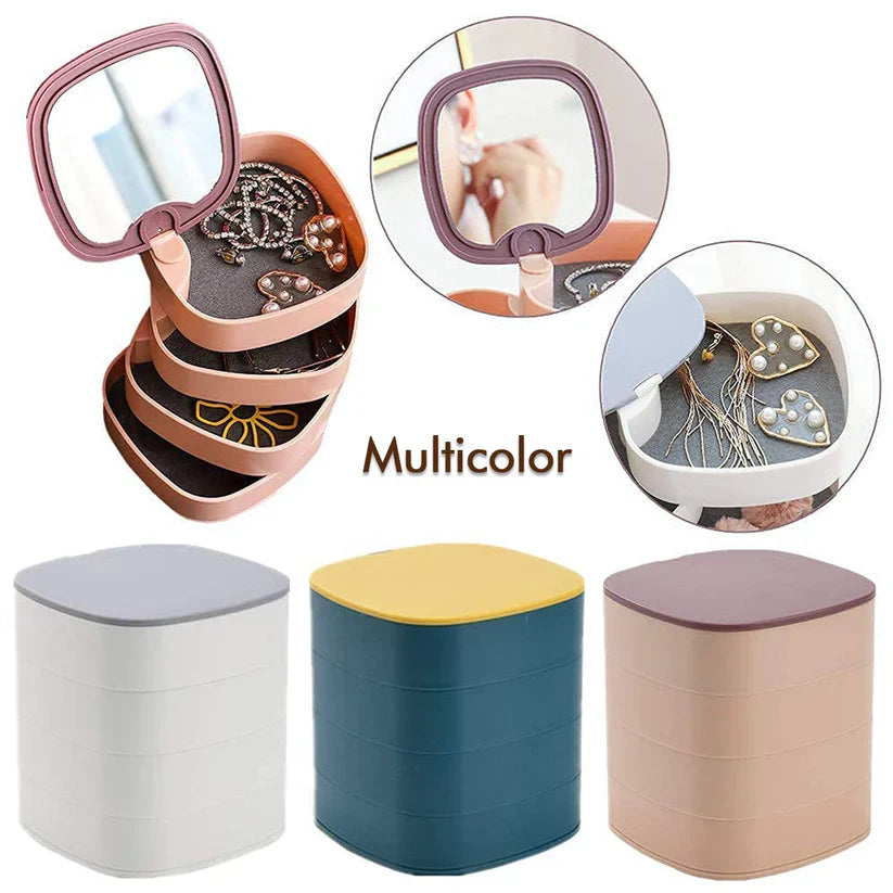 4 Layers Jewellery Box, 360 Degree Rotating Jewelry Box,