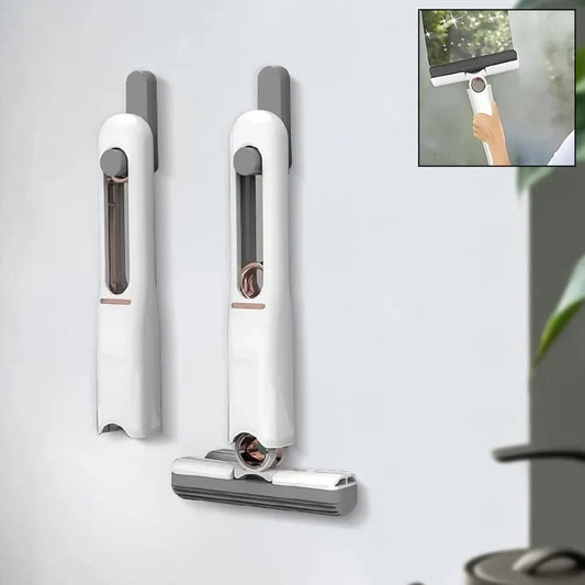 Portable Self-Squeeze Short Mop, Mini Hand Wash-Free Strong Absorbent Mop with 1 Cotton Head, Cleaning Sponge For Bathroom Kitchens Table - Brown Box