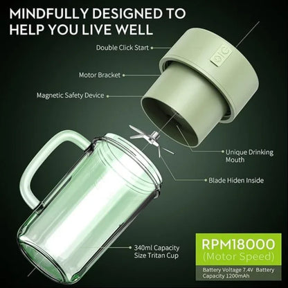 Portable Crusher Juicer With Handle & Straw, USB Rechargeable Multi Blades (420 ML)